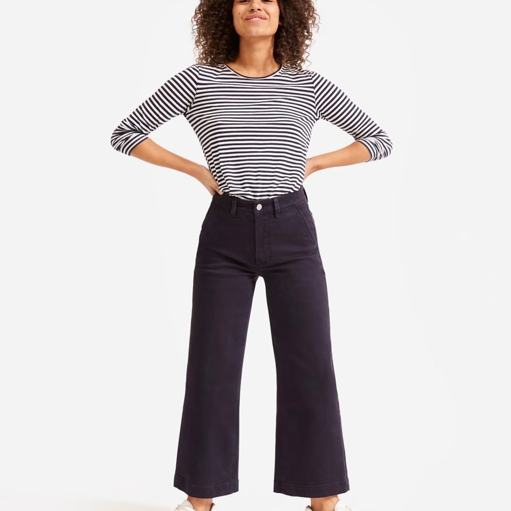 Everlane Dark Blue Wide-Leg Crop Pant